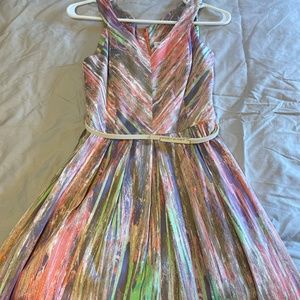 Calvin Klein Multicolored Belted Knee-Length Dress, Size 6